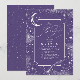 Invitación Estelar Luna de Noche Mystical Baby Shower Celesti