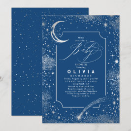 Invitación Estelar Luna de Noche Mystical Baby Shower Celesti