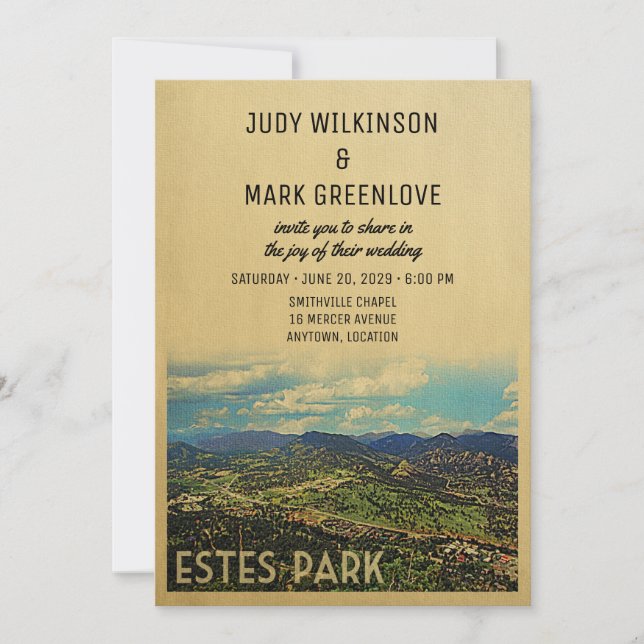 Invitación Estes Park Wedding Invitation Colorado (Anverso)