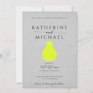 Invitación Estética ácida amarilla y gris   Boda