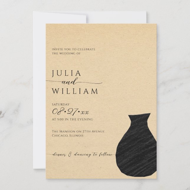 Invitación Estética beige y negra | BODA (Anverso)