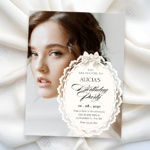 Invitación Estética coqueta elegante foto cumpleaños