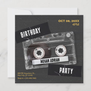 Invitación Estética de casette de música negra de los años 80