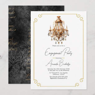 Invitación Estética de dinero antiguo: fiesta de compromiso n