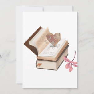 Invitación Estética de libro vintage con mapa del corazón y b