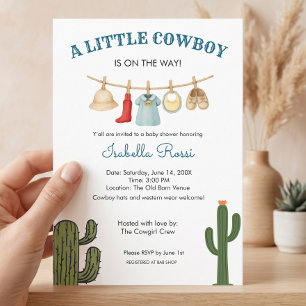 Invitación Estética de vaquero clásica fiesta de bebé viral m