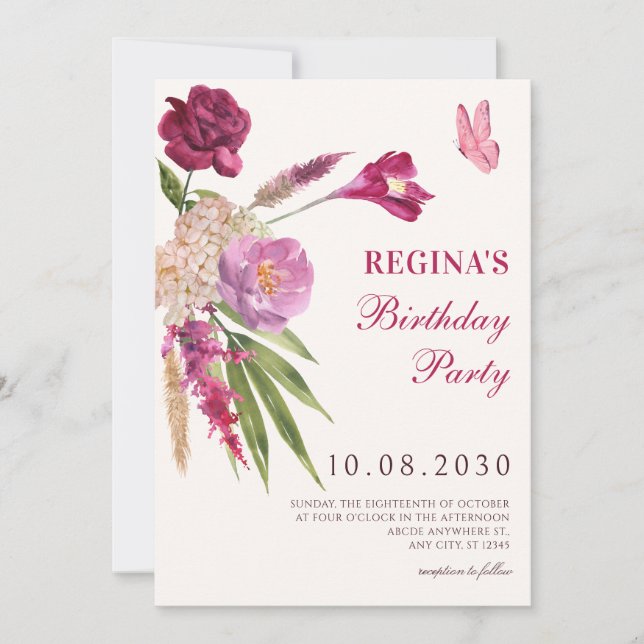 Invitación Estética floral (Anverso)