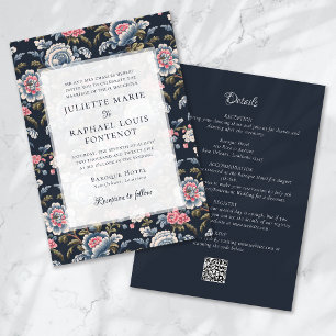 Invitación Estética floral vintage en un solo Boda