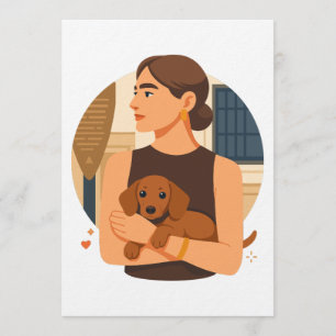Invitación Estética Moderna de Mamá de Perro con Cachorro Ado