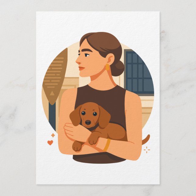 Invitación Estética Moderna de Mamá de Perro con Cachorro Ado (Anverso)