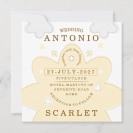 Invitación Estética moderna y minimalista adorable para boda