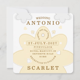 Invitación Estética moderna y minimalista adorable para boda