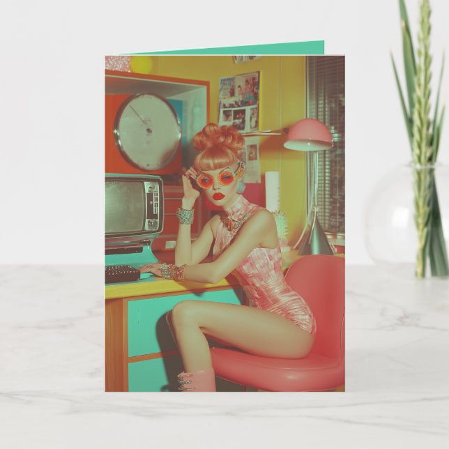 Invitación Estética retro de vidrio futurista (Anverso)