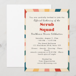 Invitación estética retro linda equipo de batas