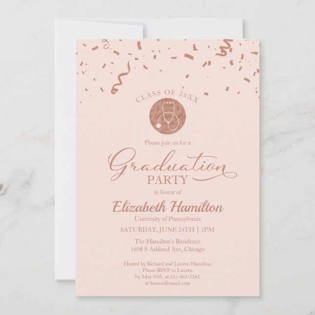 Invitación Estetoscopio Escuela de Enfermería Fiesta de Gradu (Anverso)