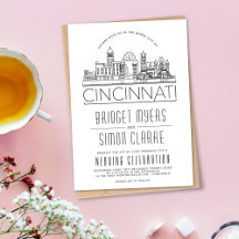 Invitación estilizada de Cincinnati Boda Skyline