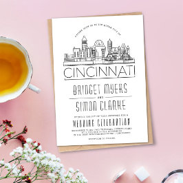 Invitación estilizada de Cincinnati Boda Skyline