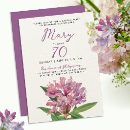 Invitación Estilizado Jardín Flor de Rhododendro Púrpura 70º