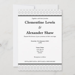 Invitación Estilo Art Déco elegante en blanco y negro