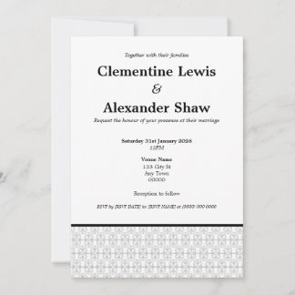 Invitación Estilo Art Déco elegante en negro y blanco