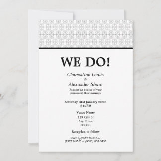 Invitación Estilo Art Déco elegante en negro y blanco