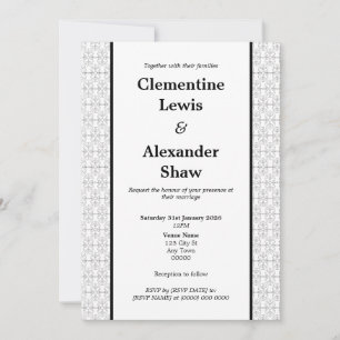 Invitación Estilo Art Déco elegante en negro y blanco