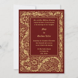 Invitación Estilo Arts & Crafts 1905 Boda de Flor Foliage