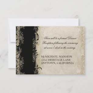 Invitación Estilo barroco Rosa vintage negro y encaje crema