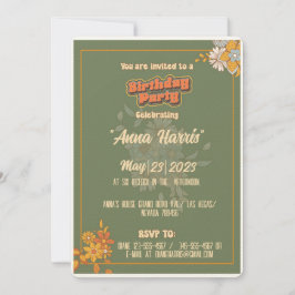 Invitación Estilo bohemio groovía de cumpleaños estilo retro 