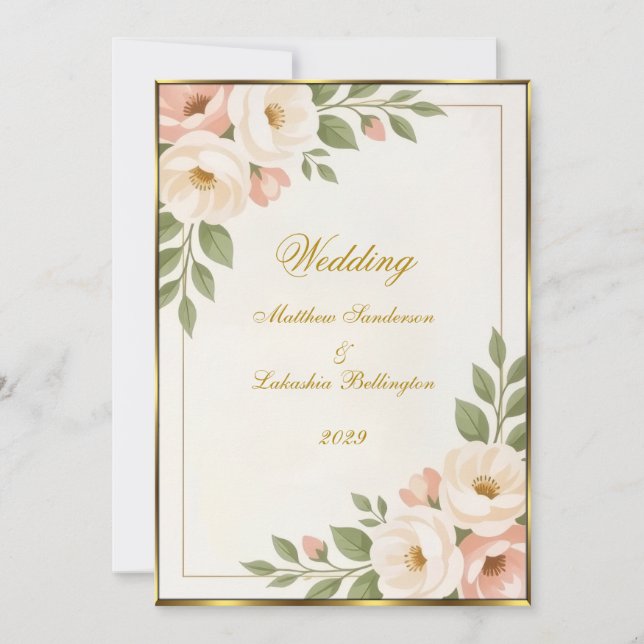 Invitación Estilo Boho boda Hermoso Moderno Sofisticado (Anverso)