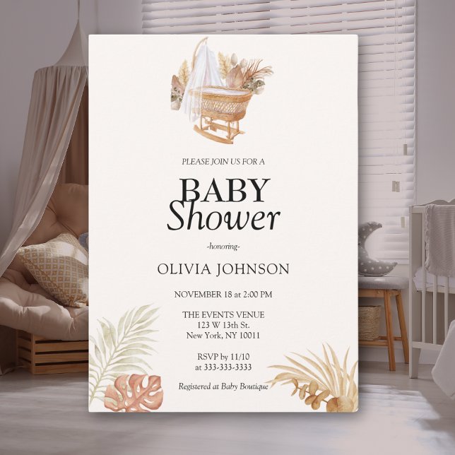 Invitación Estilo Boho Chic Neutral para Bebé Shower Café (Subido por el creador)