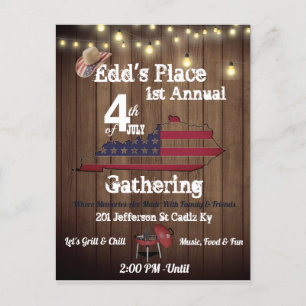 Invitación estilo campestre para el 4 de julio