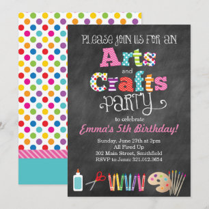 Invitación estilo Chalkboard Fiesta de Arte y Arte