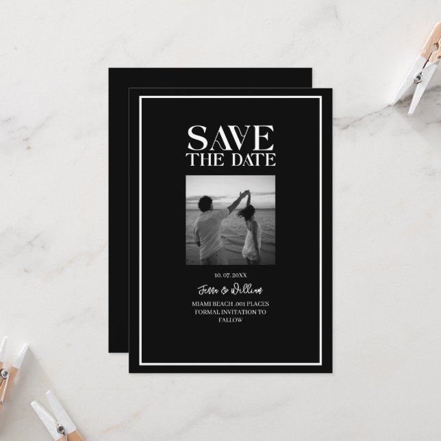 Invitación Estilo Chic Magazine Save the Date (Anverso/Reverso In Situ)
