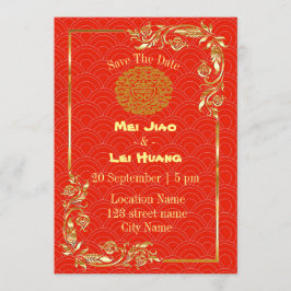 Invitación Estilo chino en Boda rojo