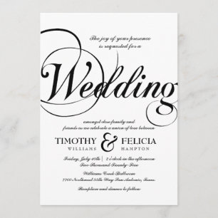 Invitación Estilo clásico Boda blanco y negro