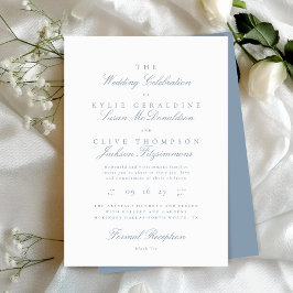 Invitación Estilo clásico formal elegante azul turbio