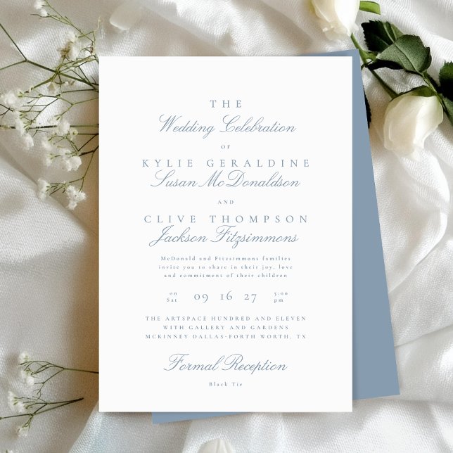 Invitación Estilo clásico formal elegante azul turbio (Subido por el creador)