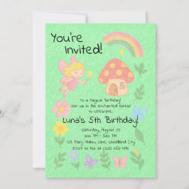 Invitación Estilo Crayon editable - Bosque de hongos de hadas