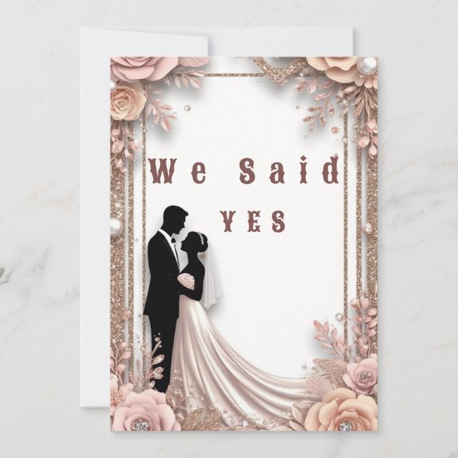 Invitación 🌷 Estilo de boda con marco floral de melocotón 💖 (Anverso)