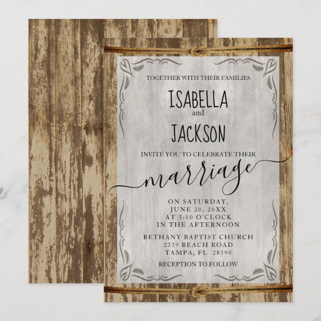 Invitación Estilo de Boda de granja (Anverso / Reverso)