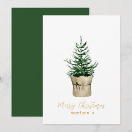 Invitación Estilo de boho del árbol de navidad acuarela