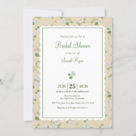 Invitación Estilo de cabaña Crema Floral Blanco Daisises País