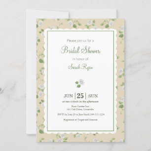 Invitación Estilo de cabaña Crema Floral Blanco Daisises País