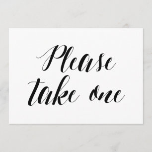 Invitación Estilo de caligrafía "Por favor tome uno" Rótulo B