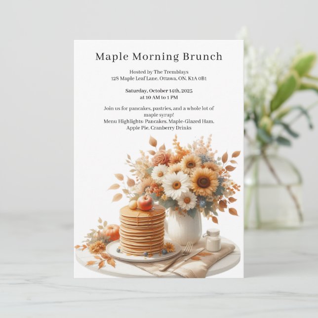 Invitación Estilo de Canadá de Acción de Gracias | Maple Morn (Anverso de pie)