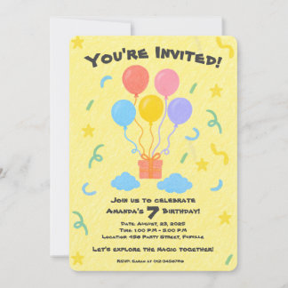 Invitación Estilo de Crayon editable - Cumpleaños de Bash de