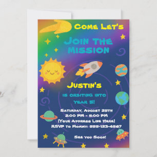 Invitación Estilo de Crayón Editable – Cumpleaños del Sistema