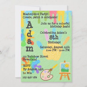 Invitación Estilo de Crayón Editable – Parte de Pintura y Pal