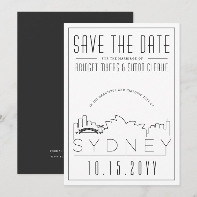 Invitación Estilo de Decoración de Boda de Sydney en el Horiz (Anverso / Reverso)